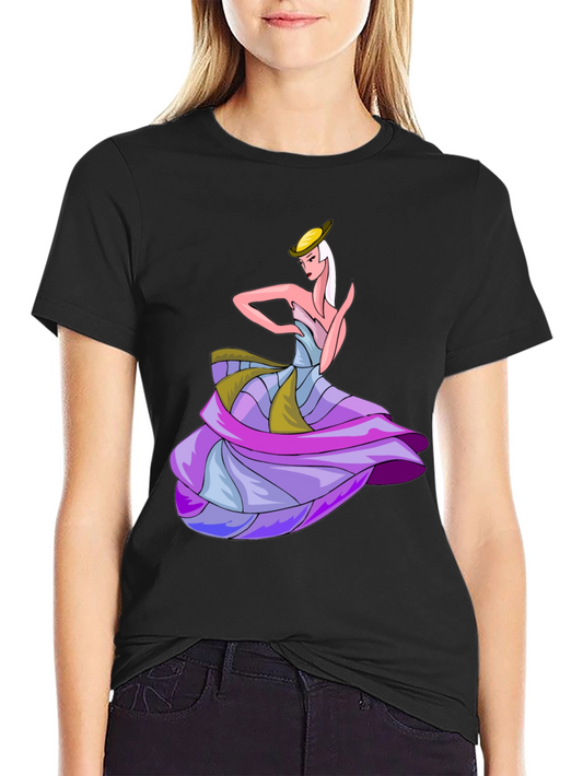 Camiseta Negra con Diseño de Bailarina Elegante