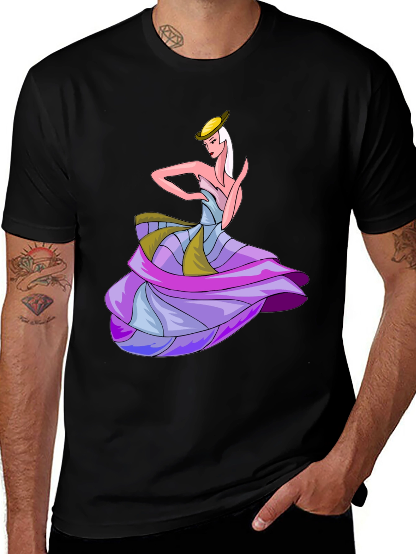 Camiseta Negra con Diseño de Bailarina Elegante