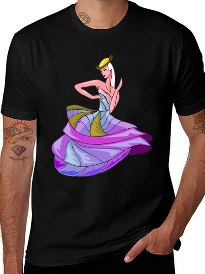 Camiseta Negra con Diseño de Bailarina Elegante
