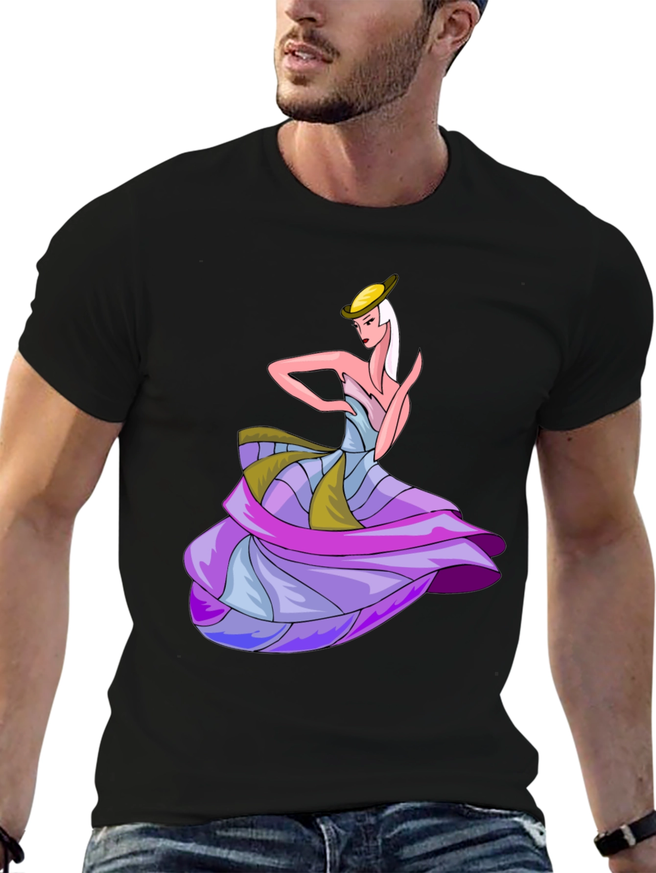 Camiseta Negra con Diseño de Bailarina Elegante