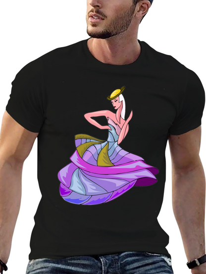 Camiseta Negra con Diseño de Bailarina Elegante