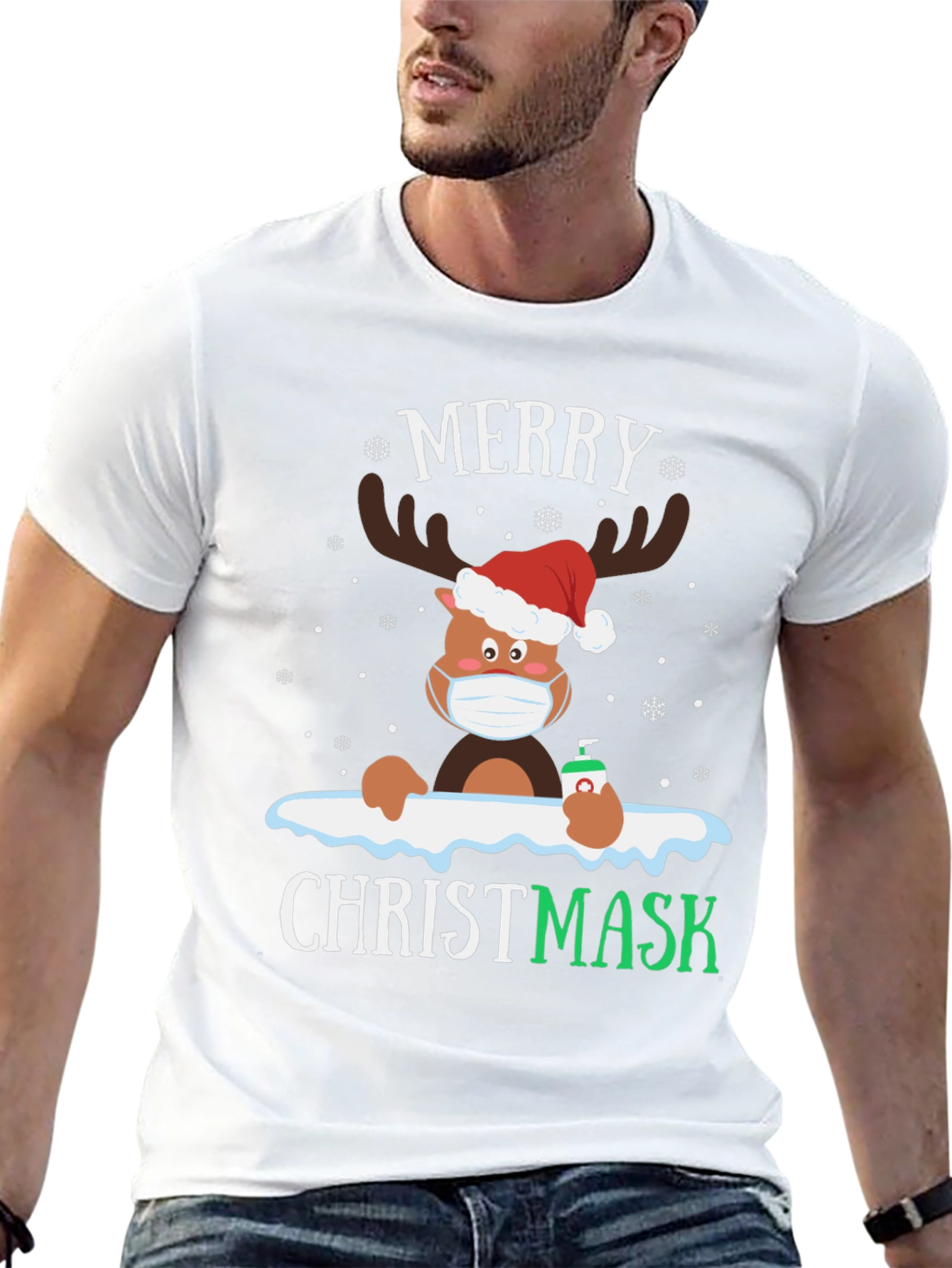 Camiseta Navideña con Reno Enmascarado - ¡Feliz Christmask!