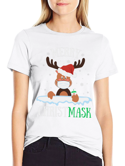 Camiseta Navideña con Reno Enmascarado - ¡Feliz Christmask!
