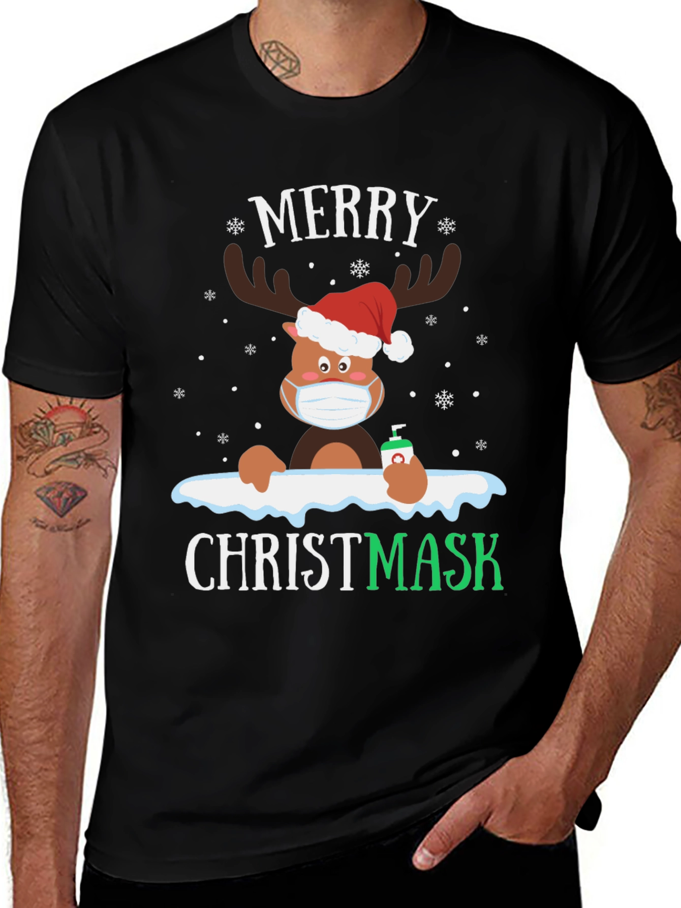 Camiseta Navideña con Reno Enmascarado - ¡Feliz Christmask!