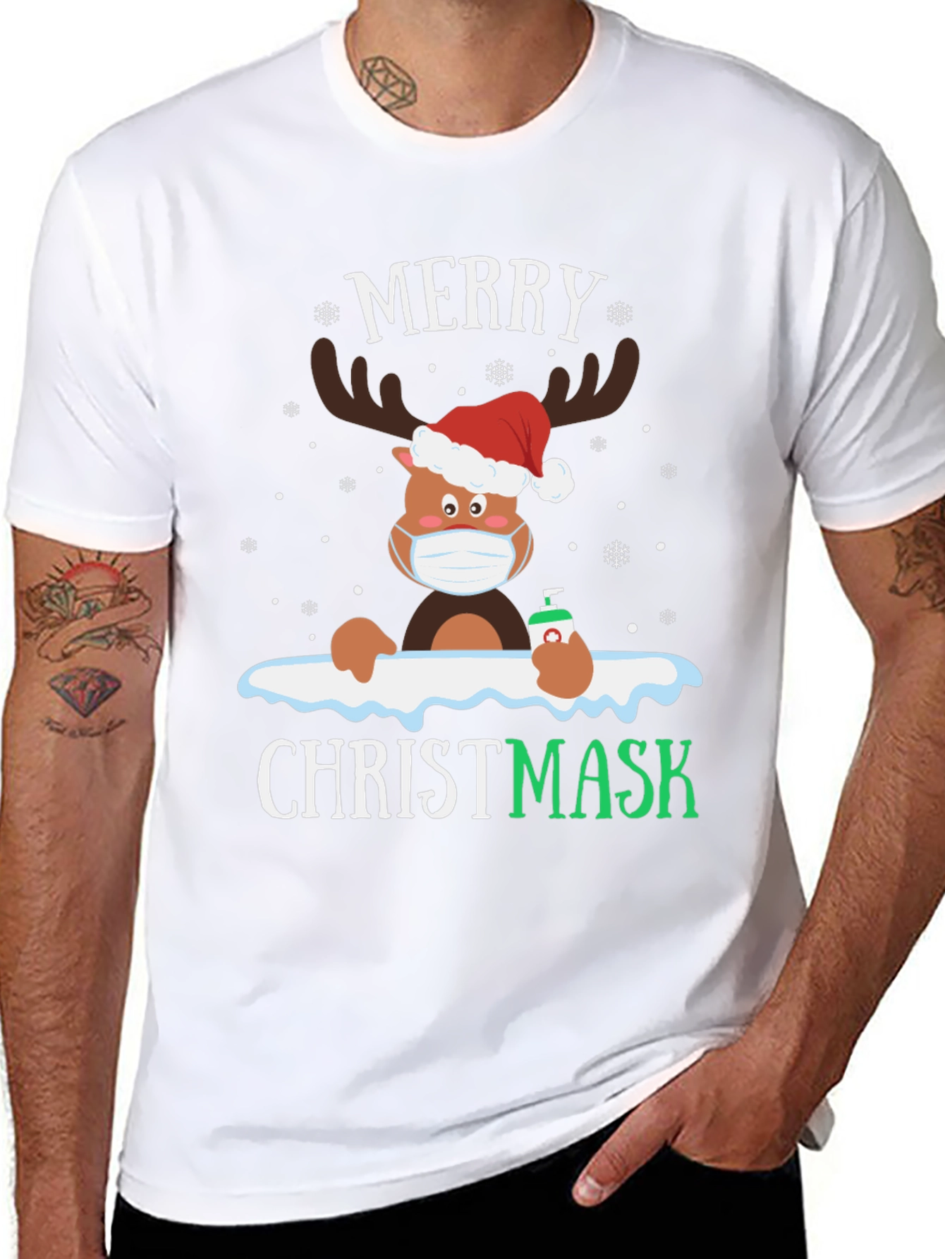 Camiseta Navideña con Reno Enmascarado - ¡Feliz Christmask!