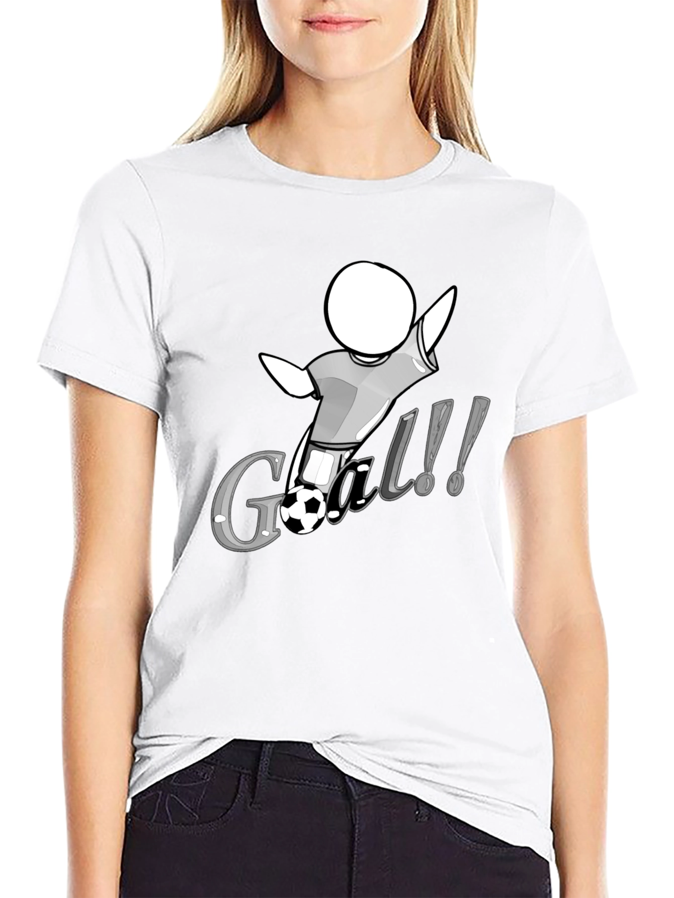 Camiseta Negra con Diseño de Gol de Fútbol