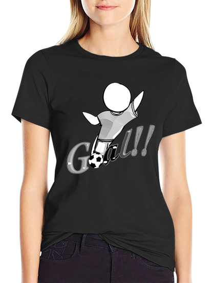Camiseta Negra con Diseño de Gol de Fútbol