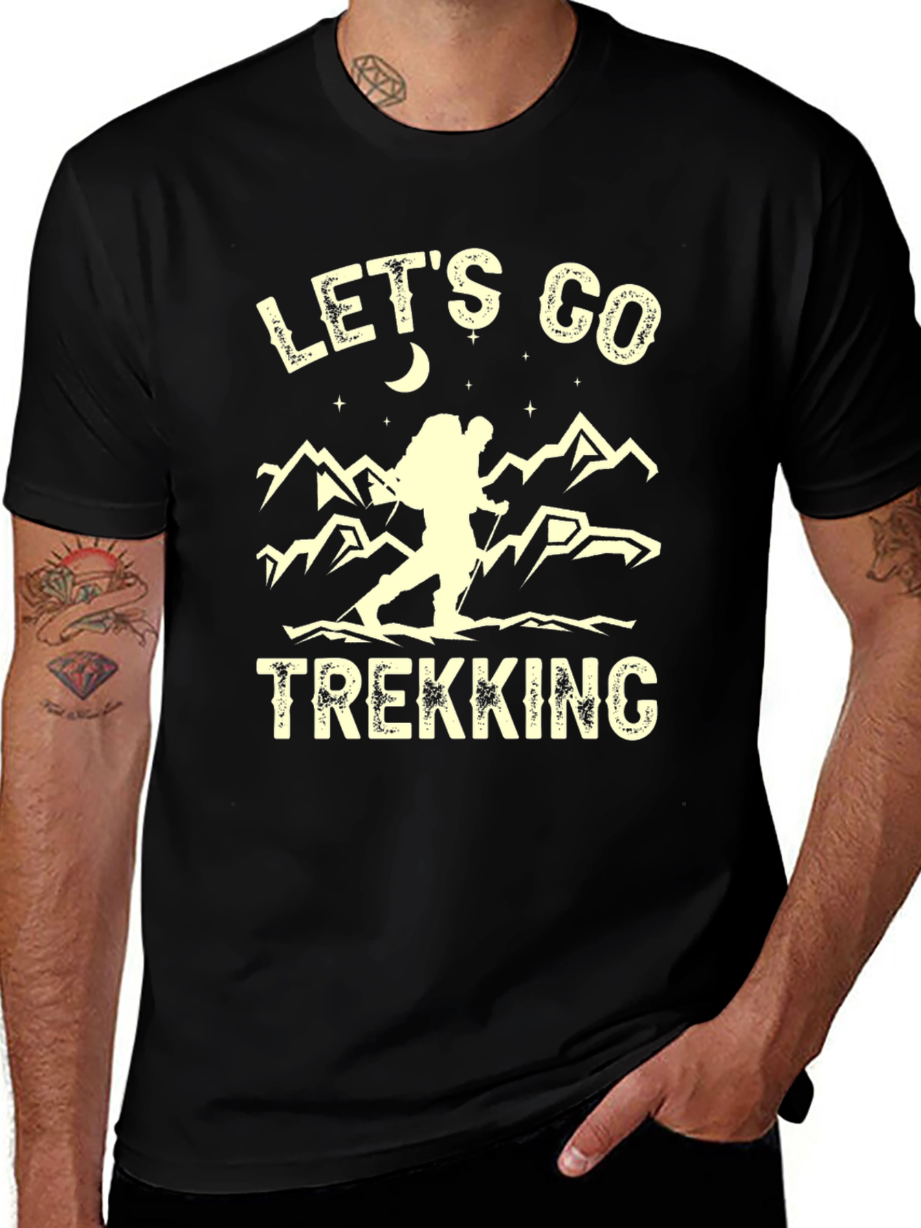 Camiseta Negra de Senderismo Lets Go Trekking