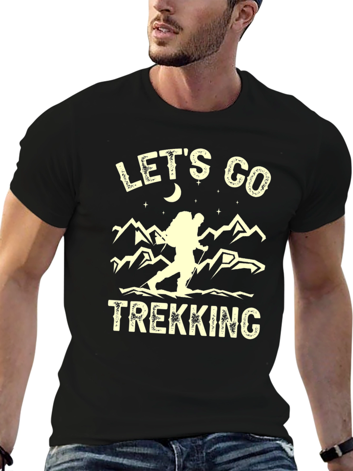 Camiseta Negra de Senderismo Lets Go Trekking