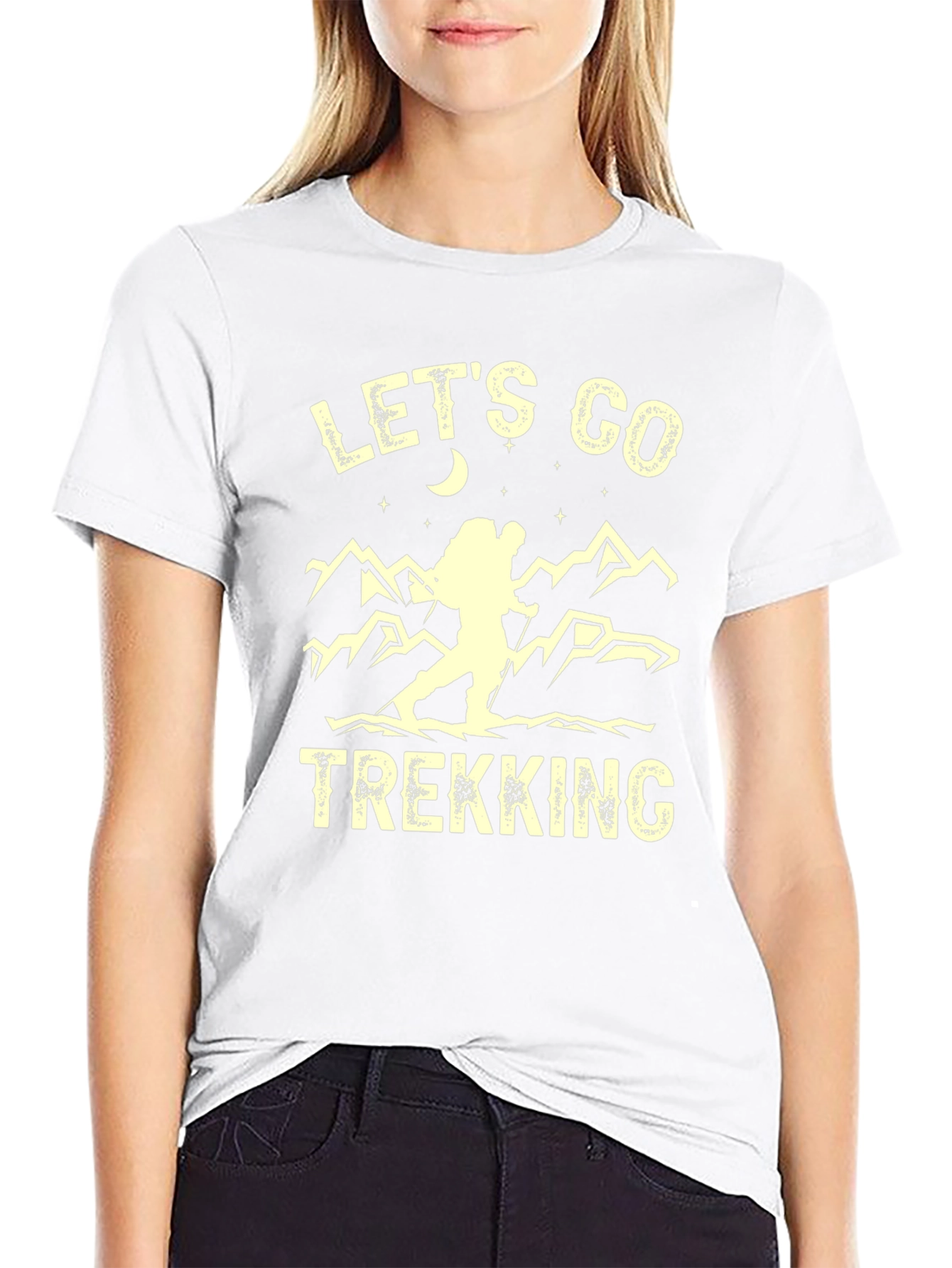 Camiseta Negra de Senderismo Lets Go Trekking
