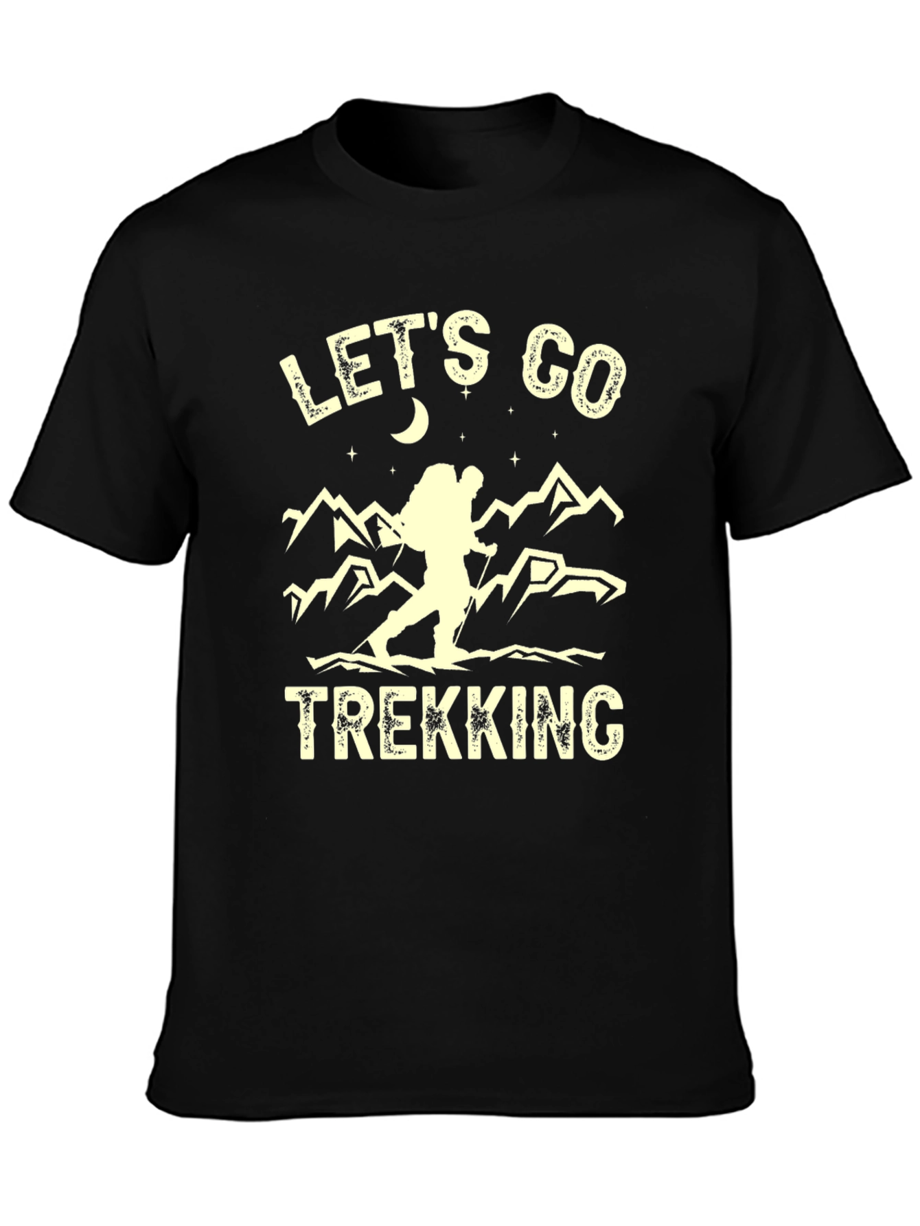 Camiseta Negra de Senderismo Lets Go Trekking