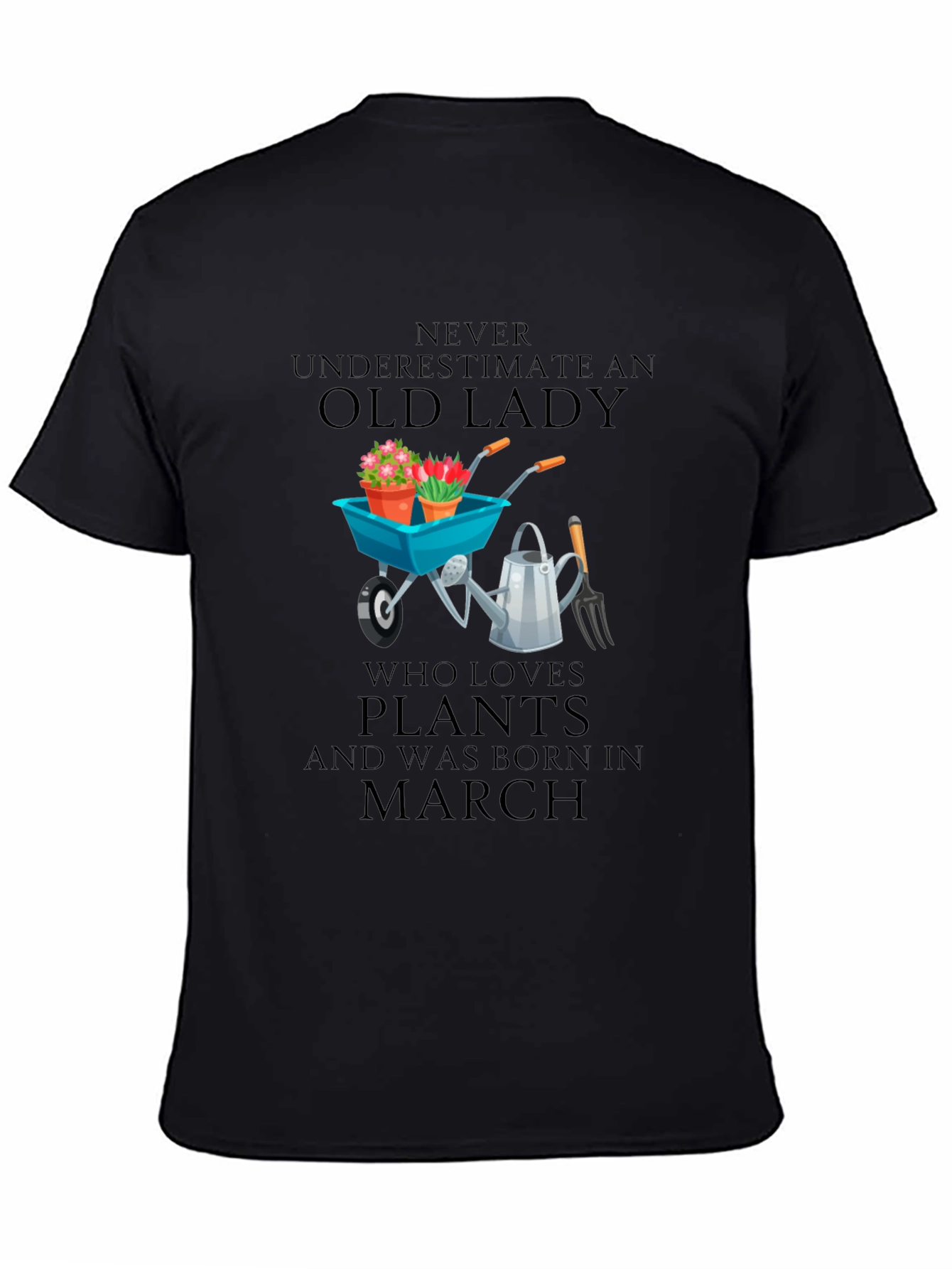 Camiseta Negra Old Lady Plants March