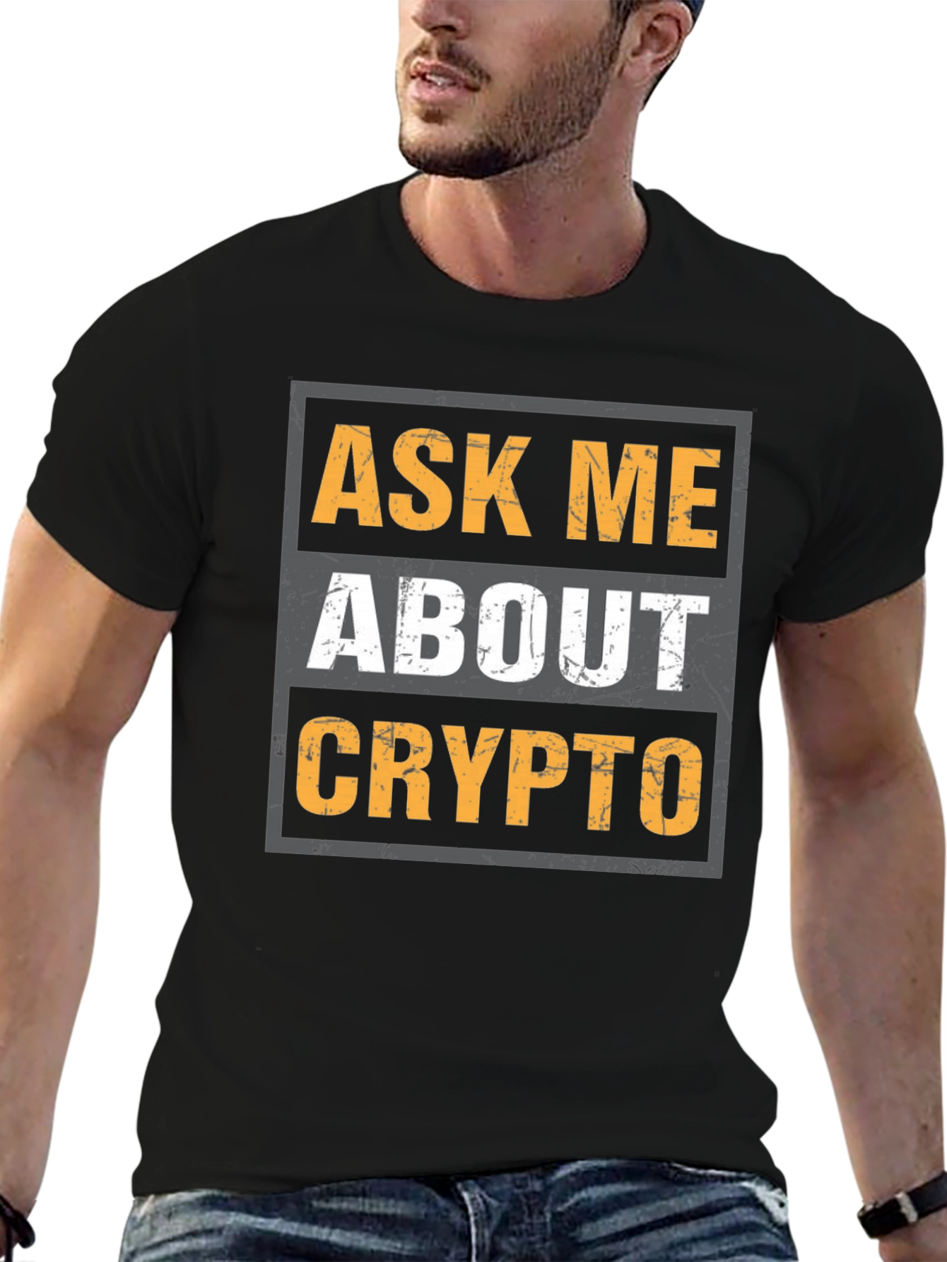 Camiseta Negra: Pregúntame Sobre Crypto