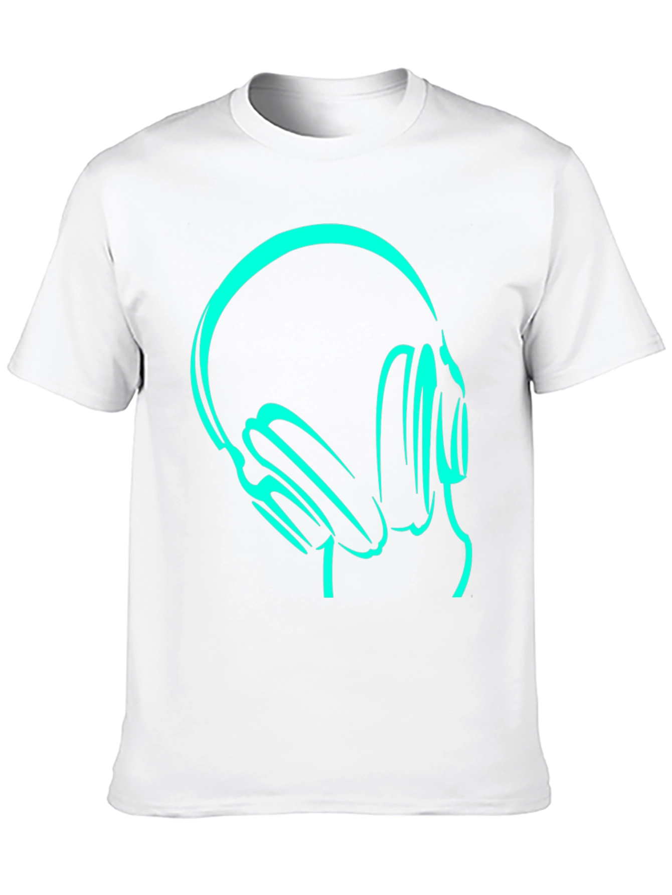 Camiseta Negra con Diseño de Audífonos Neón