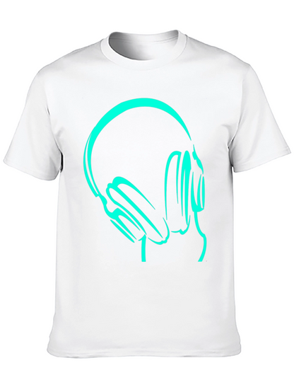 Camiseta Negra con Diseño de Audífonos Neón