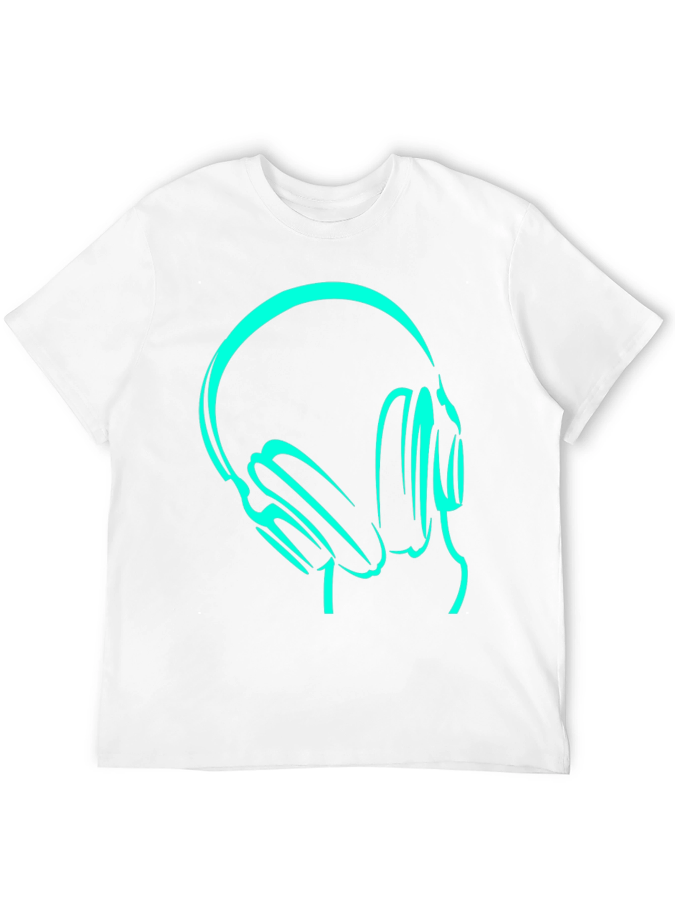 Camiseta Negra con Diseño de Audífonos Neón