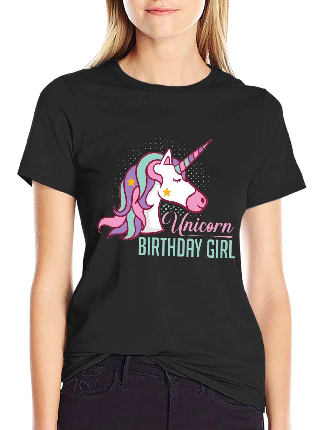 Camiseta Unicornio Cumpleaños Niña Negra