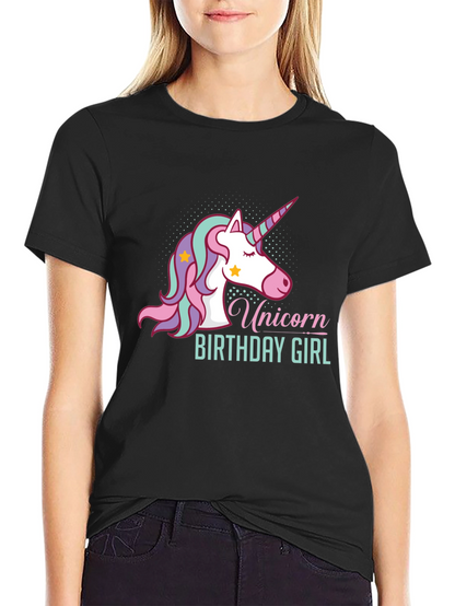 Camiseta Unicornio Cumpleaños Niña Negra