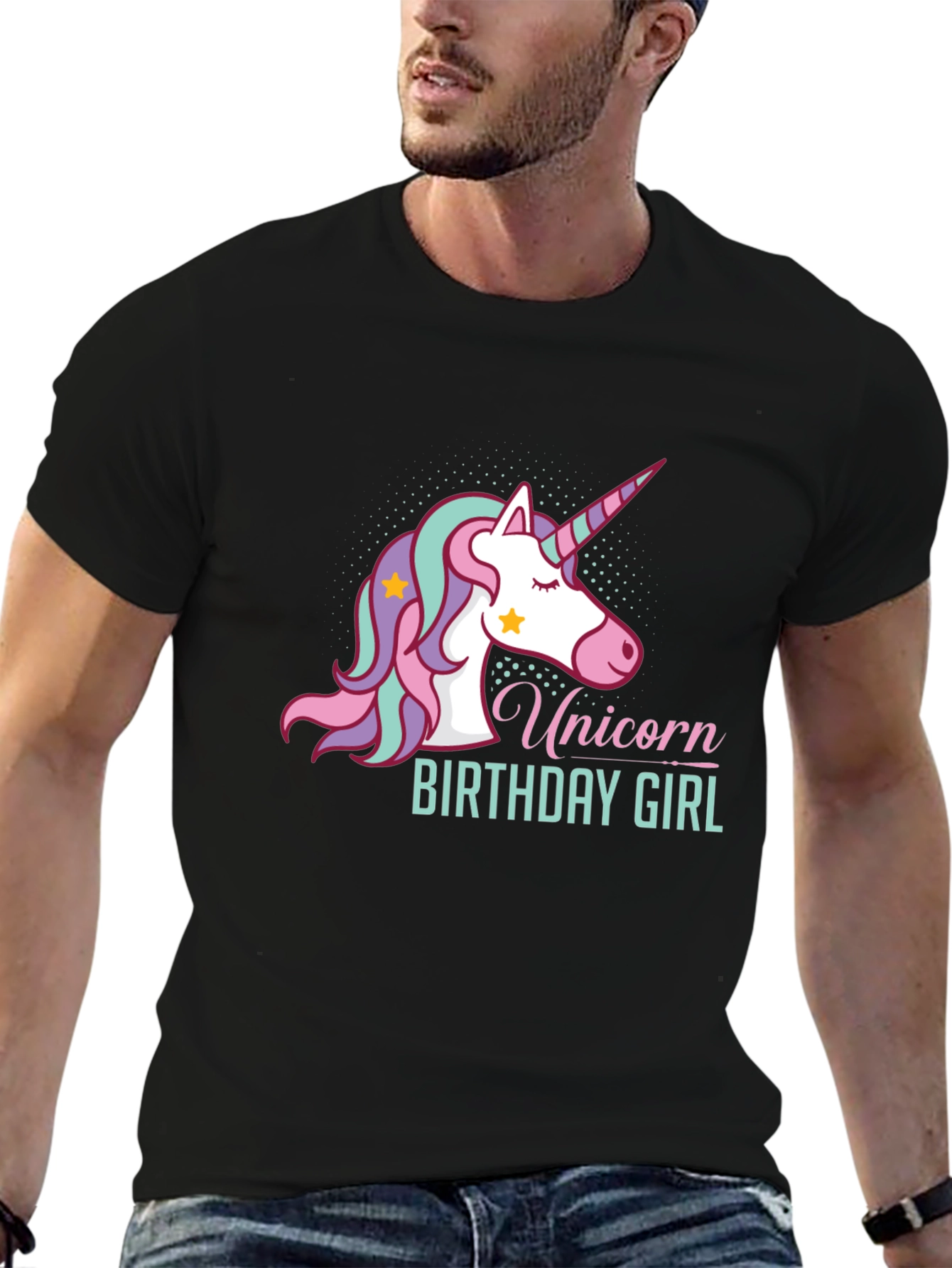 Camiseta Unicornio Cumpleaños Niña Negra