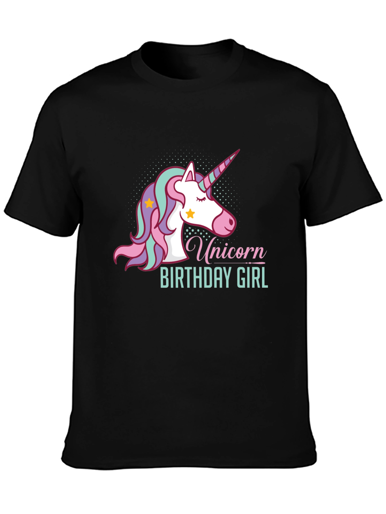 Camiseta Unicornio Cumpleaños Niña Negra