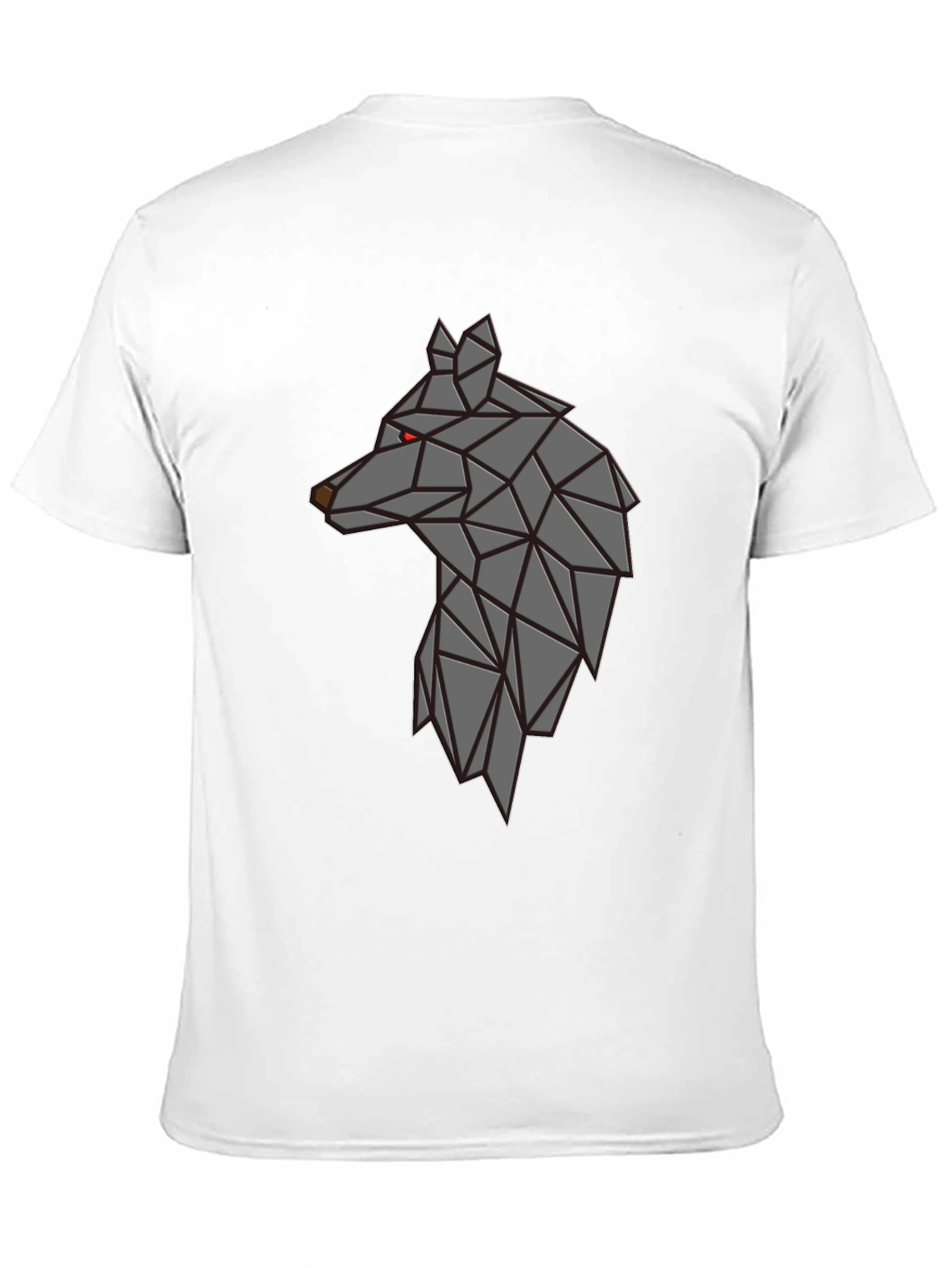 Camiseta Negra Hombre - Diseño Lobo Geométrico