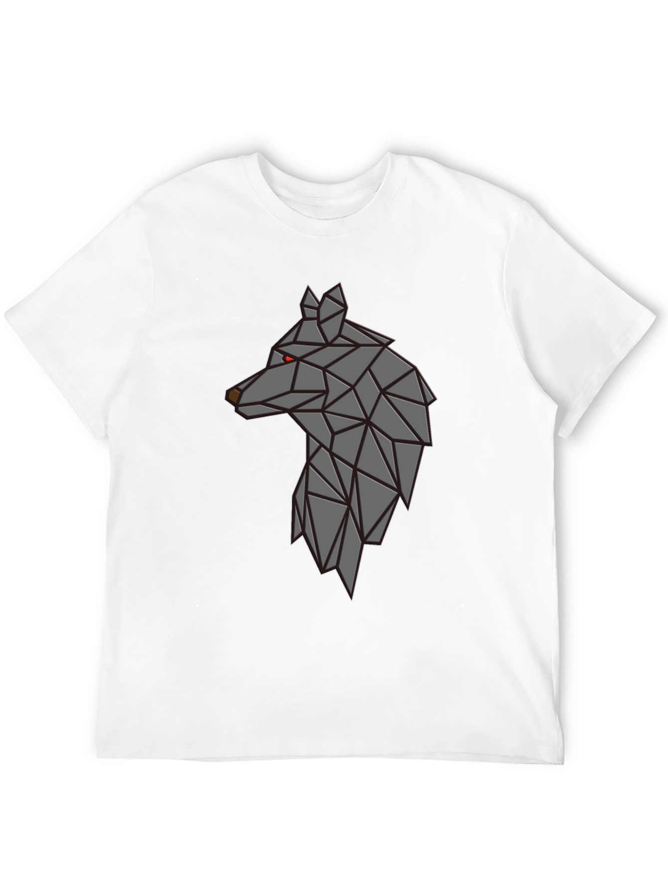 Camiseta Negra Hombre - Diseño Lobo Geométrico