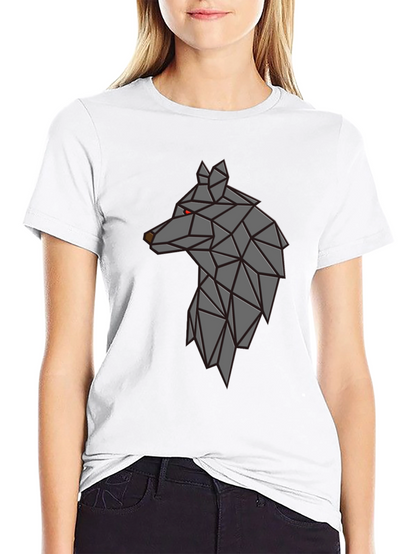 Camiseta Negra Hombre - Diseño Lobo Geométrico