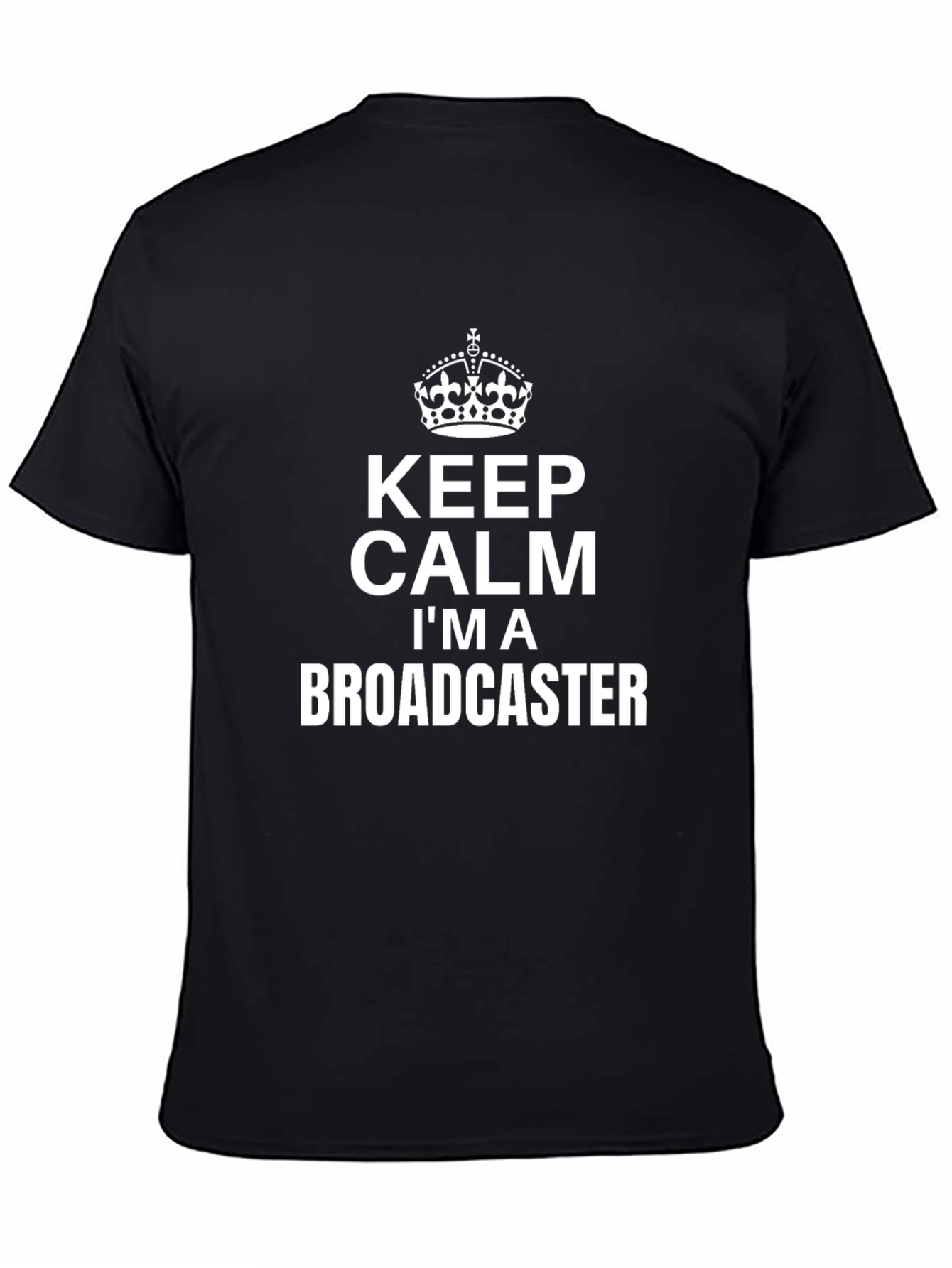 Camiseta Negra con Diseño Keep Calm Im a Broadcaster