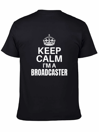 Camiseta Negra con Diseño Keep Calm Im a Broadcaster