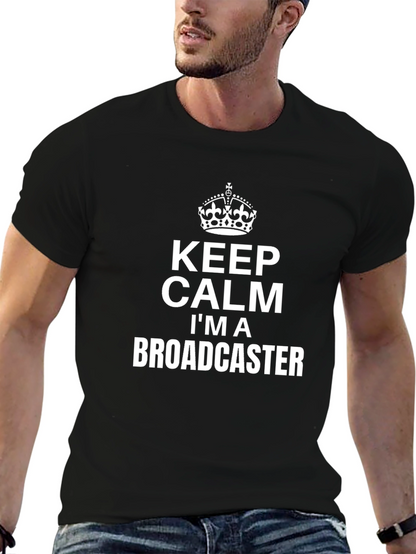 Camiseta Negra con Diseño Keep Calm Im a Broadcaster