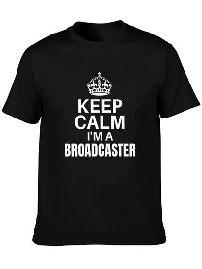 Camiseta Negra con Diseño Keep Calm Im a Broadcaster