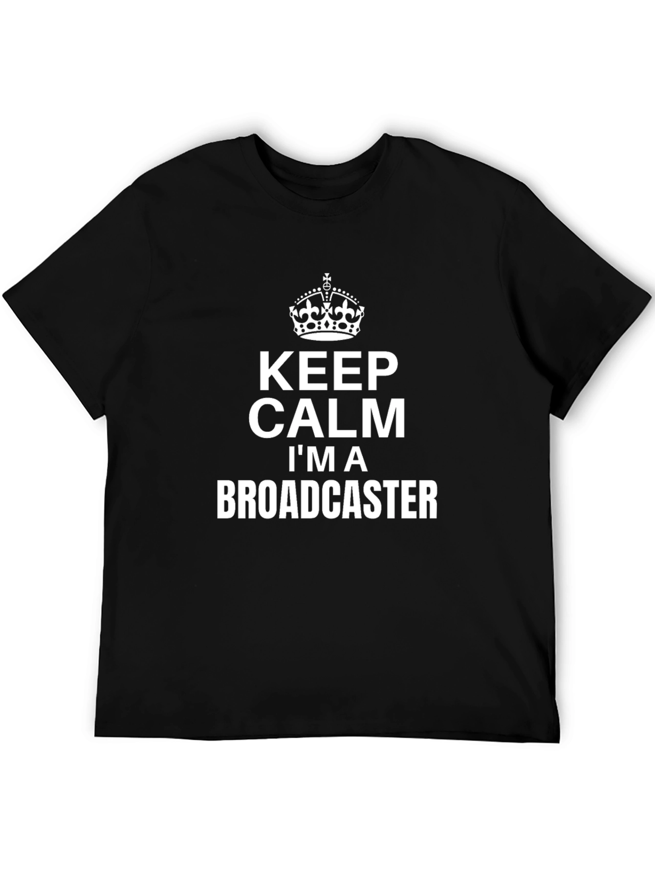 Camiseta Negra con Diseño Keep Calm Im a Broadcaster