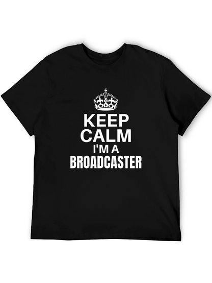 Camiseta Negra con Diseño Keep Calm Im a Broadcaster