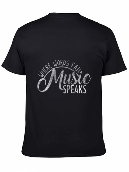 Camiseta Negra Music Speaks para Amantes de la Música