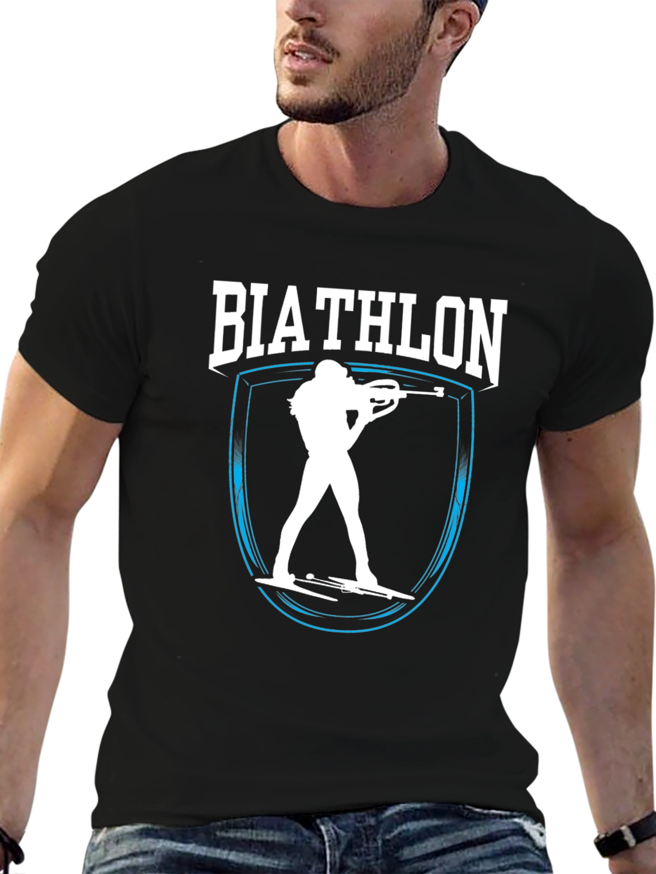 Camiseta Negra Biatlón Diseño Deportivo