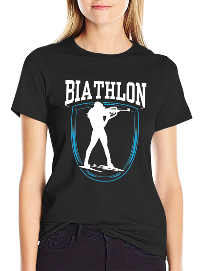 Camiseta Negra Biatlón Diseño Deportivo