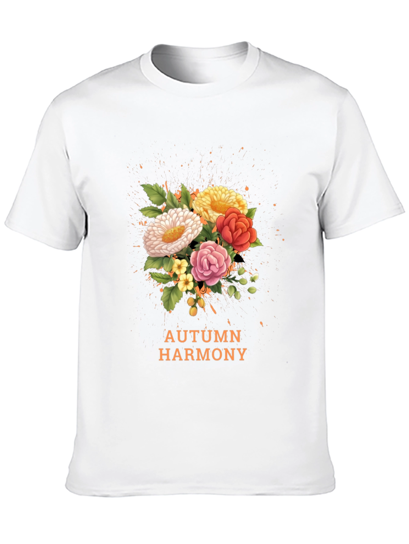 Camiseta Negra con Diseño Floral Armonía Otoñal