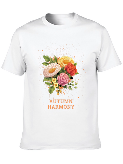 Camiseta Negra con Diseño Floral Armonía Otoñal