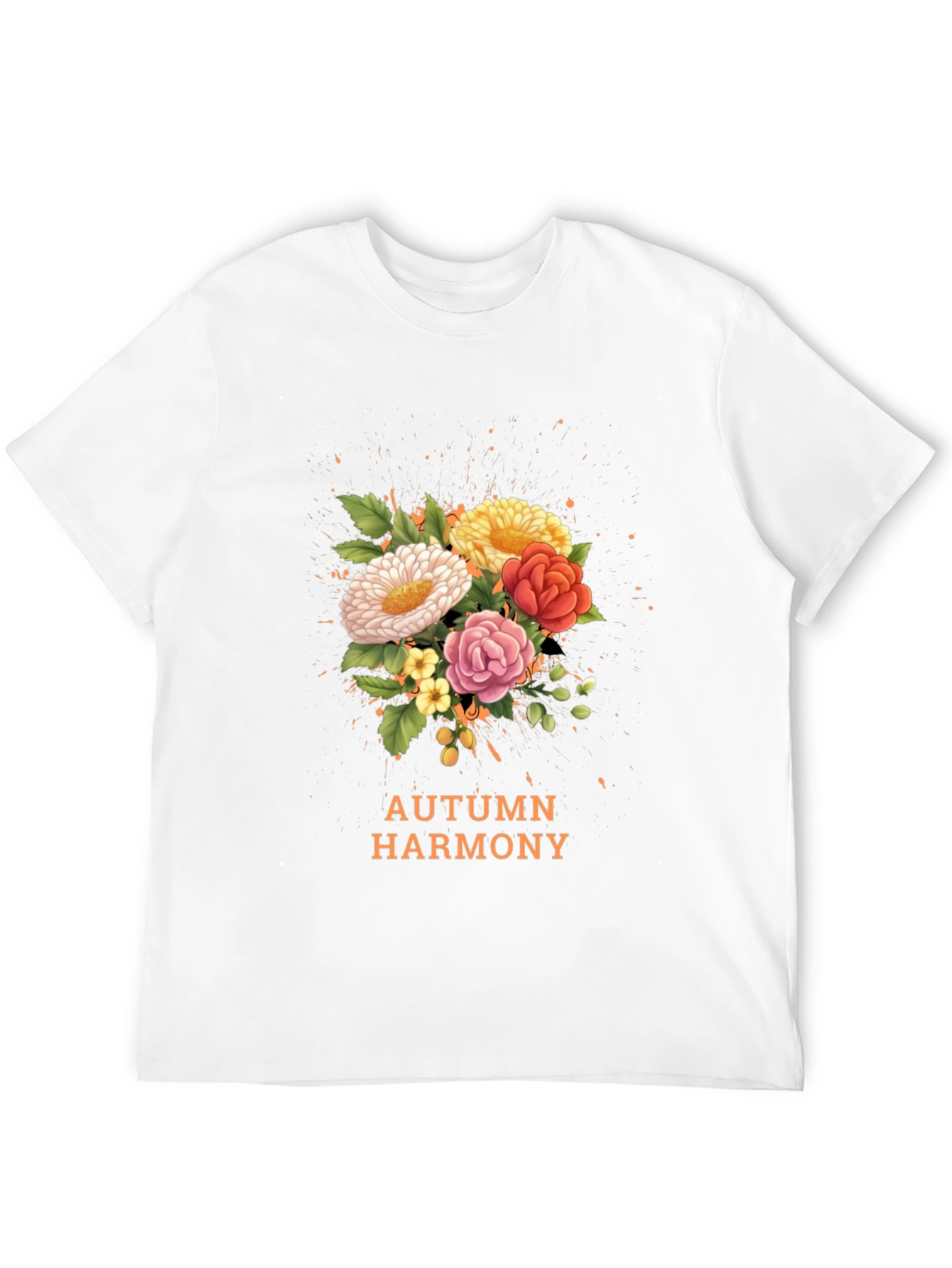 Camiseta Negra con Diseño Floral Armonía Otoñal