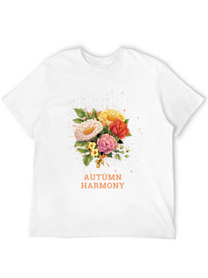 Camiseta Negra con Diseño Floral Armonía Otoñal