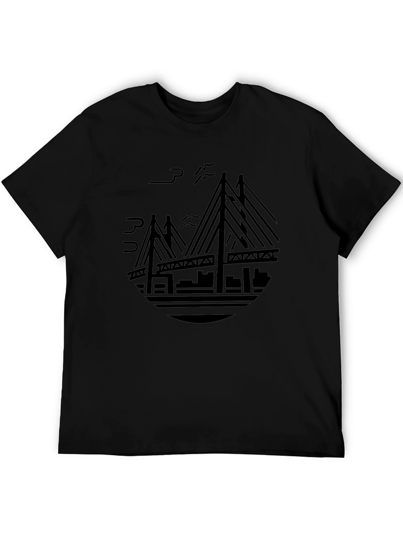 Camiseta Negra Puente Moderno Estampado
