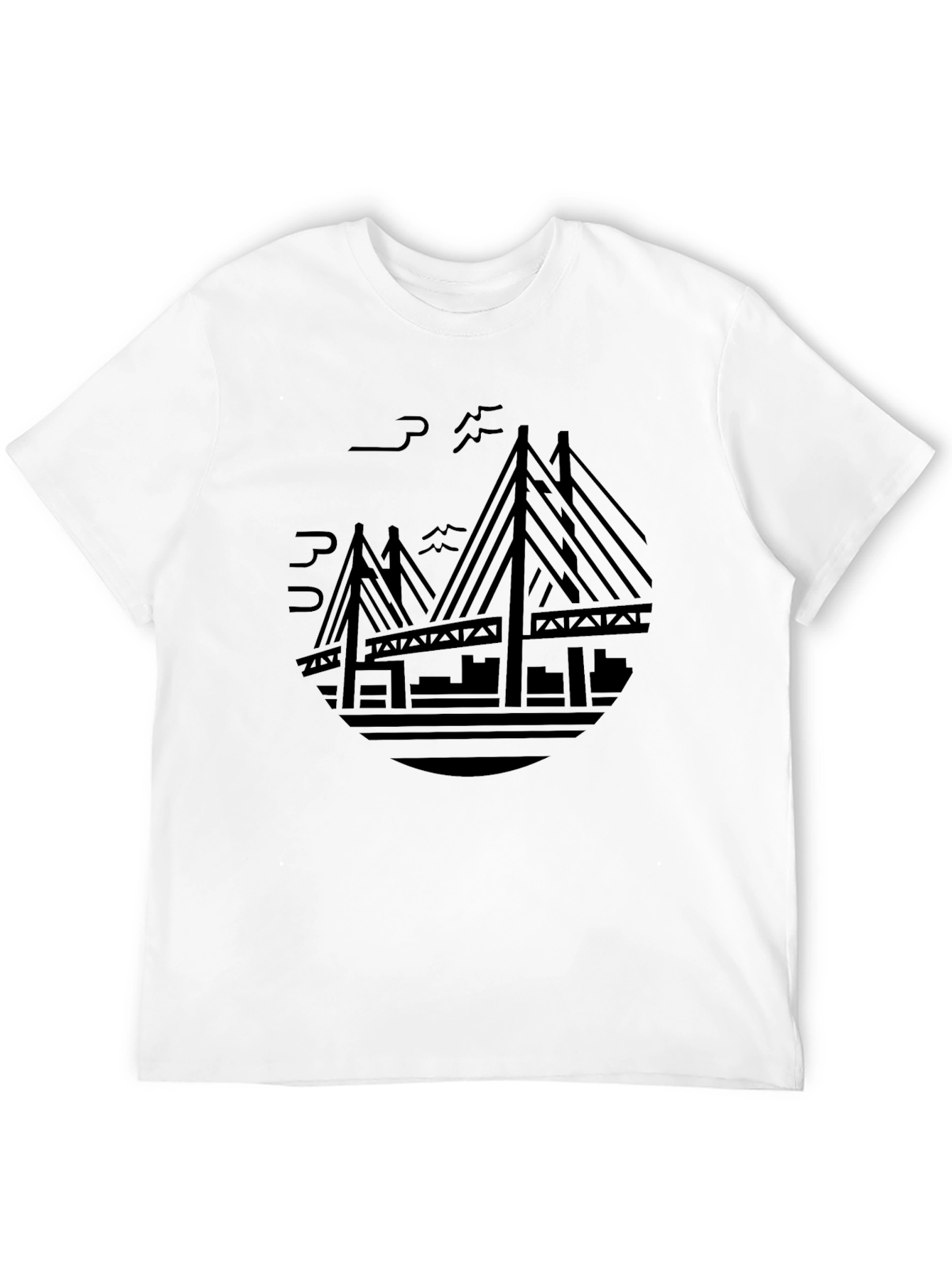 Camiseta Negra Puente Moderno Estampado