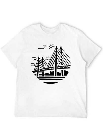 Camiseta Negra Puente Moderno Estampado