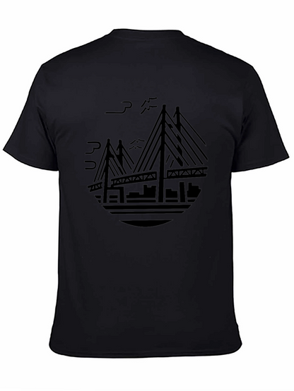 Camiseta Negra Puente Moderno Estampado
