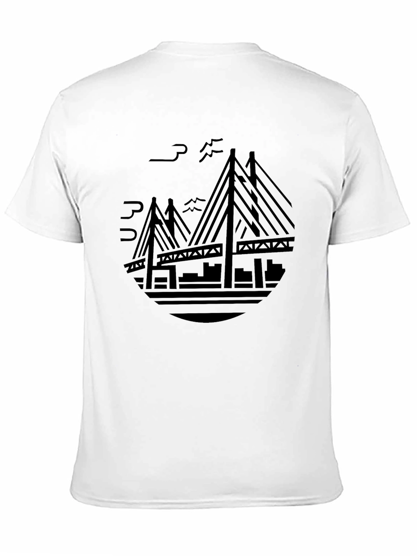 Camiseta Negra Puente Moderno Estampado