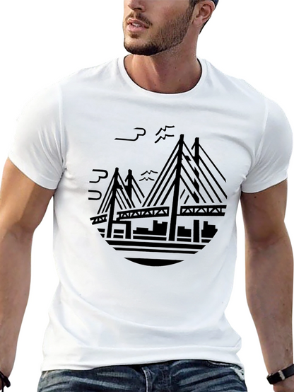 Camiseta Negra Puente Moderno Estampado
