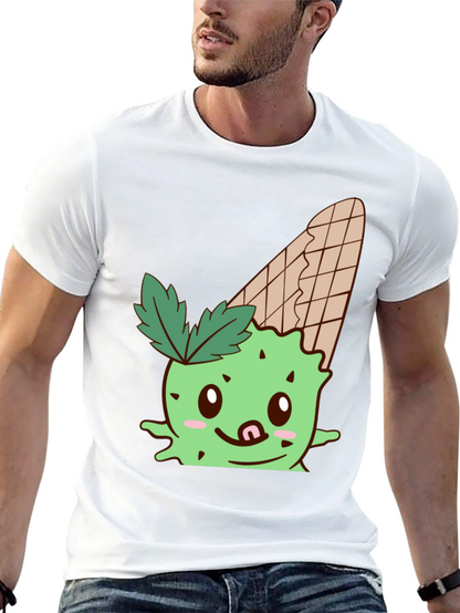Camiseta Negra con Diseño Kawaii de Helado