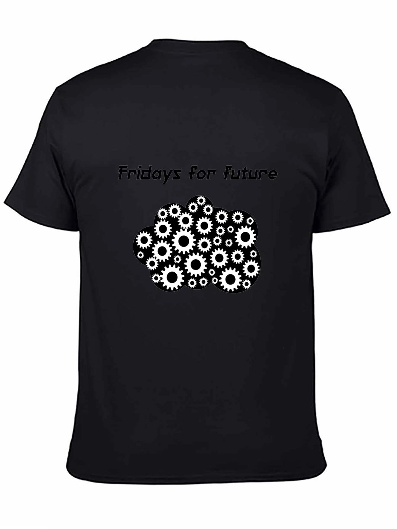 Camiseta Negra Fridays for Future con Engranajes