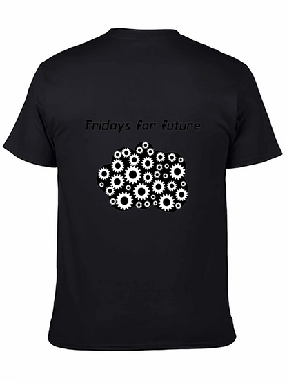 Camiseta Negra Fridays for Future con Engranajes