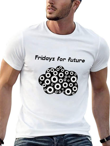 Camiseta Negra Fridays for Future con Engranajes